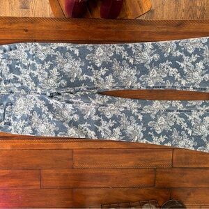 LoveShackFancy Blue Floral Boot Cut Jeans